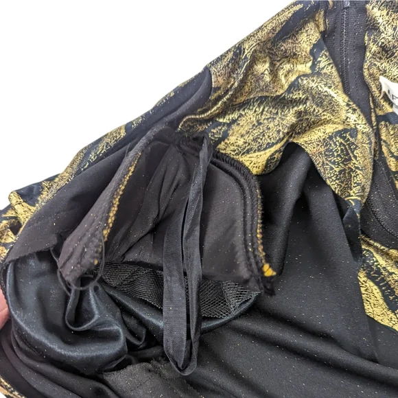 Vintage 80s Metallic Gold Party Dress Cocktail Party Evening Glam Disco Medium - Picture 3 of 10